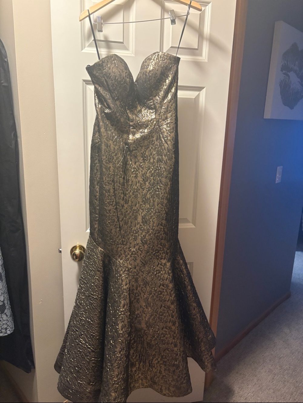 Metallic Black-Gold Mermaid Evening Dress - Picture 3 of 5